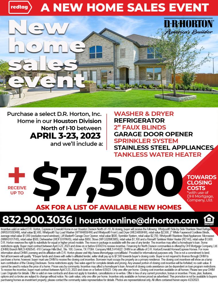D.R. Horton Red Tag New Home Sales Event! Harrington Trails